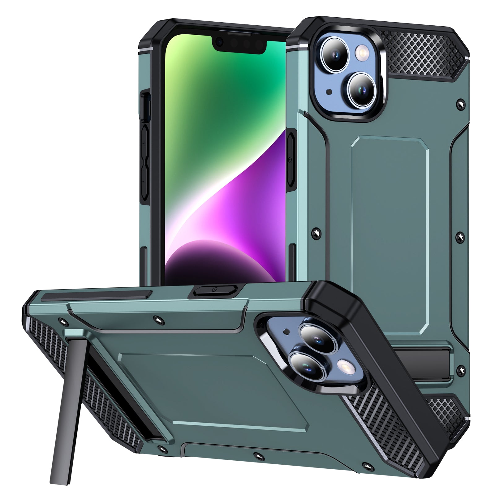 TPU PC 2-in-1 Phone Case for iPhone 14 Plus Metal Kickstand Protective Phone Cover TPU PC 2-in-1 Phone Case for iPhone 14 Plus Metal Kickstand Protective Phone Cover